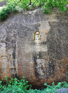 The sculpture of a Jain Tirthankara on top of the Arittapatti hill near Melur. Illegal quarrying in Arittapatti has been suspended now.