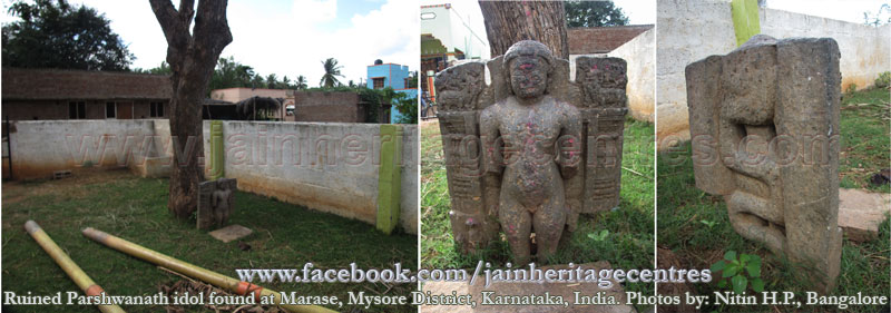 Ruined Parshwanath idol found at Marase, Mysore District, Karnataka, India. Photos by: Nitin H.P., Bangalore