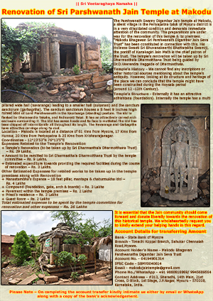 Renovation of Sri Parshwanath Jain Temple at Makodu