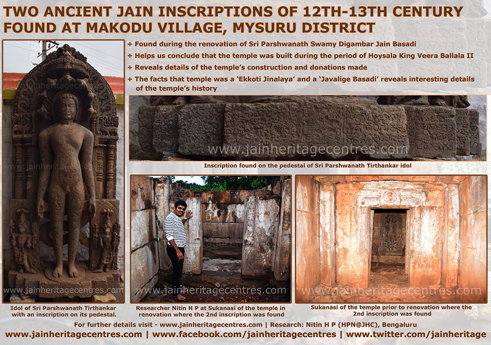 Two Ancient Jain Inscriptions of 12th-13th Century Found at Makodu Village, Mysuru District