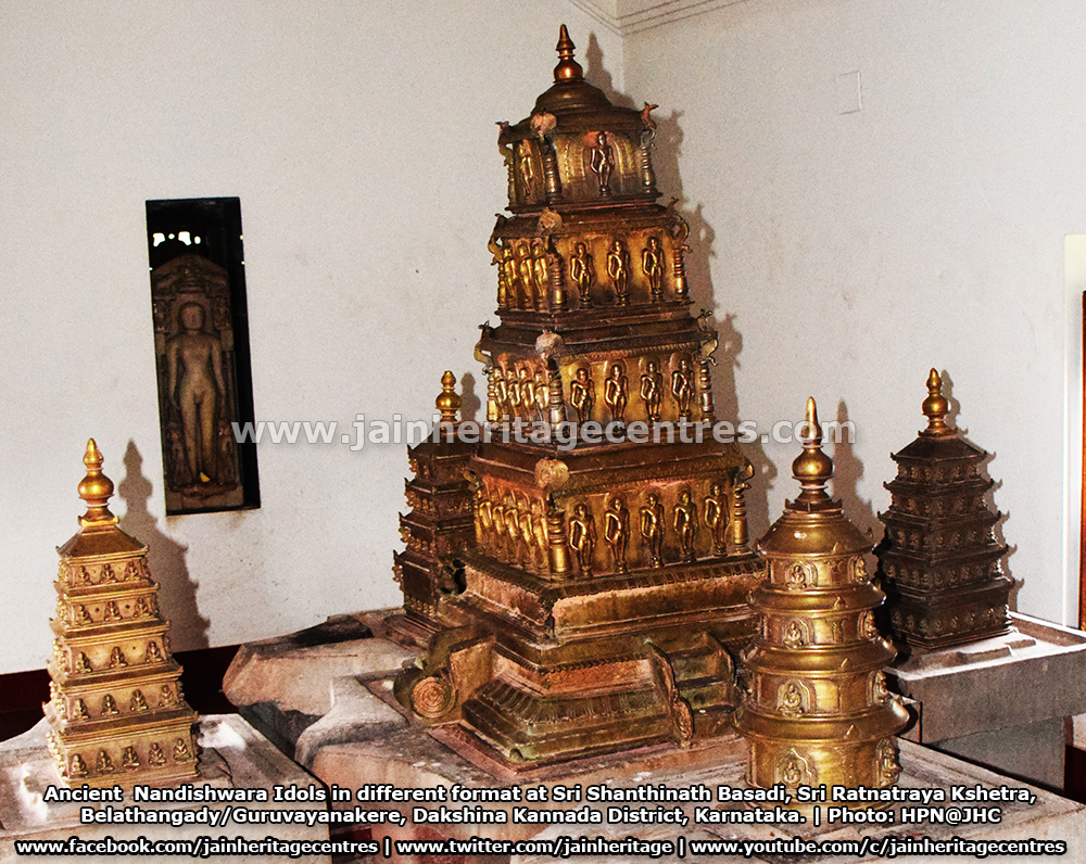Ancient Nandishwara Idols in different format at Sri Shanthinath Basadi , Sri Ratnatraya Kshetra, Belathangady/Guruvayanakere, Dakshina Kannada District, Karnataka.