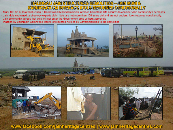 Halingali Jain Structures Demolition – Jain Muni & Karnataka CM Interact, Idols Returned Conditionally