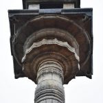 Attractive carvings just below the Mantapa in the top of Manastambha at Karkala, Udupi District, Karnataka.
