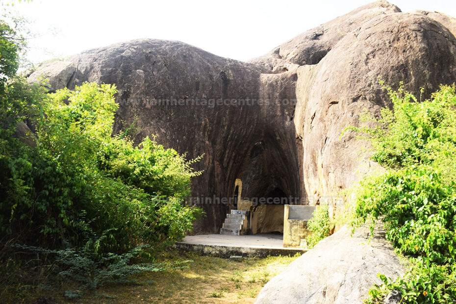 A distant view of the Jain Cave