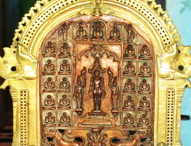 Ancient Choubis Tirthankar idol with Tirthankar Adinath in Kayotsarga as the main deity, Bhagawan Parshwanathar Digambar Jain Temple, Venkundram, Vandavasi Taluk, Thiruvannamalai District, Tamil Nadu, India.
