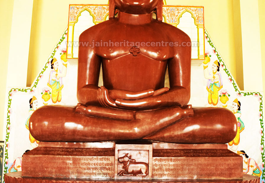 Idol of Tirthankar Adinath in Padmasana, Rishabdev Mandir, Kundalpur (Nalanda).