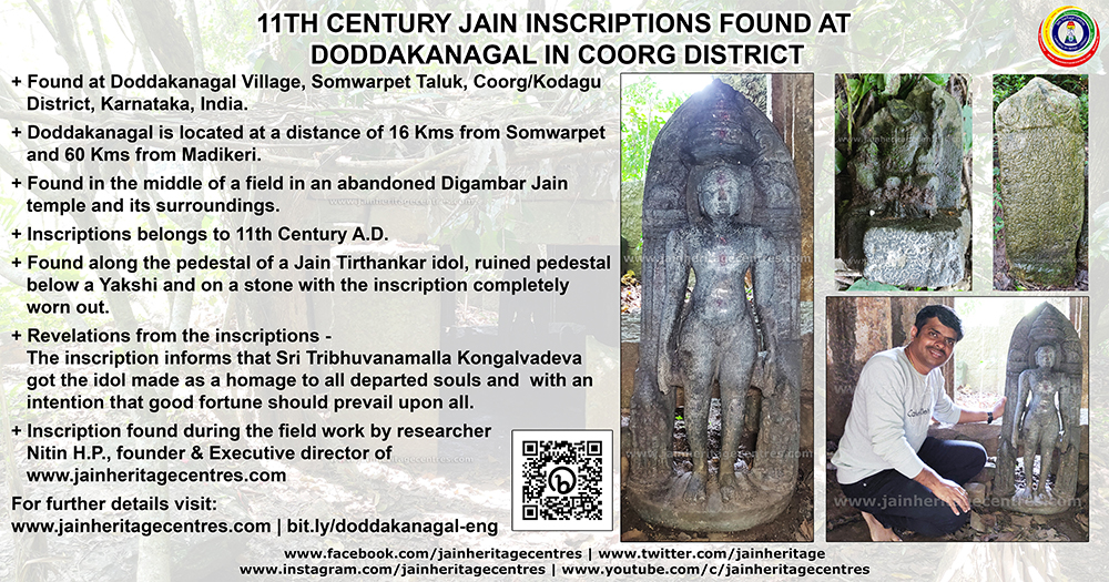 11th Century Jain Inscriptions found at Doddakanagal in Coorg District